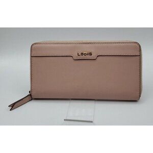 LODIS Mauve Dusty Rose  Zip Around Leather Wallet Organizer Card & ID Slots